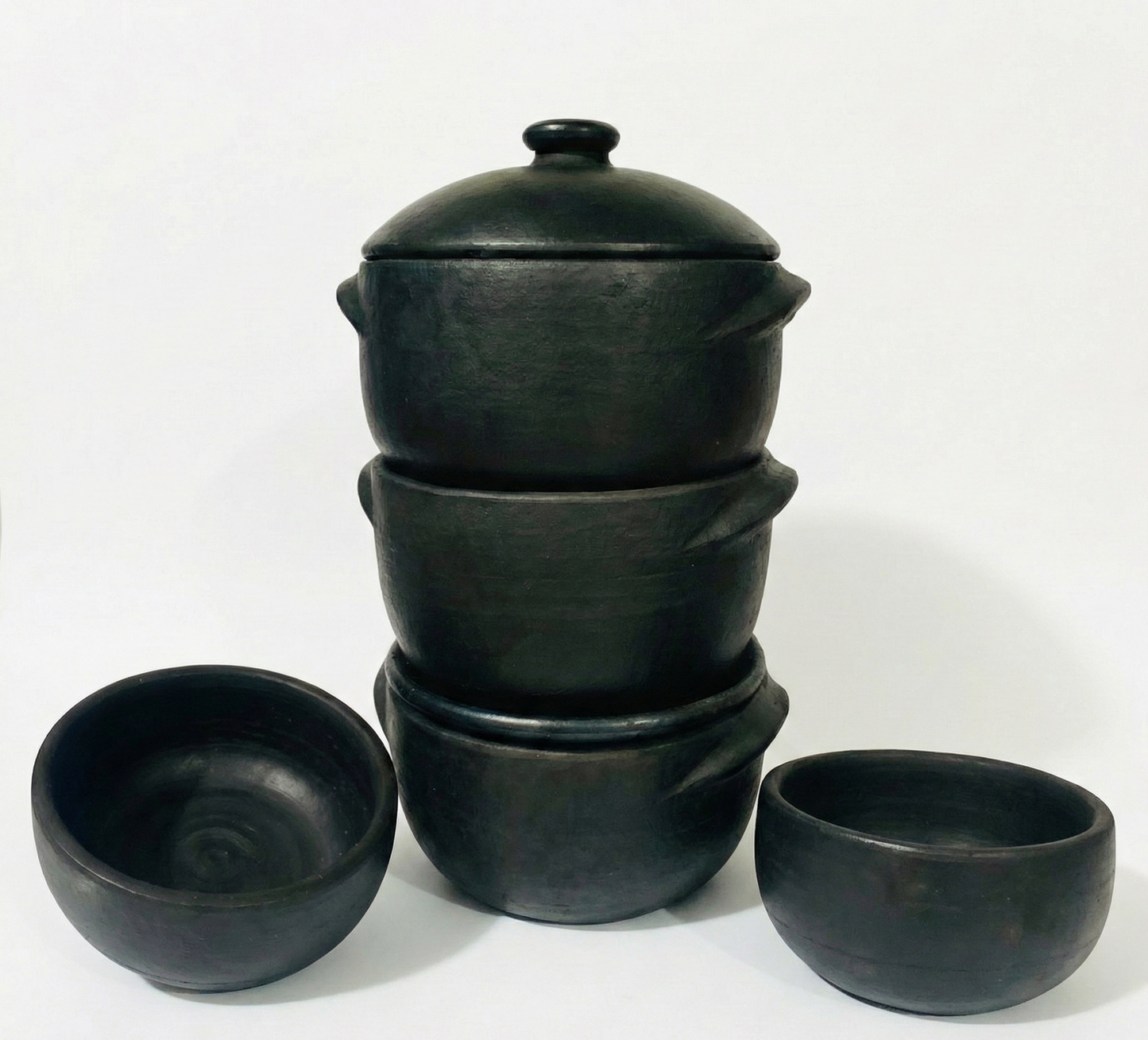 Kit 3 Panelas de Barro (1L, 2L e 5L) + 2 Cumbucas