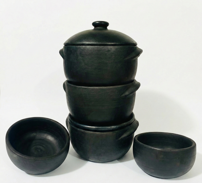 Kit 3 Panelas de Barro (1L, 2L e 5L) + 2 Cumbucas