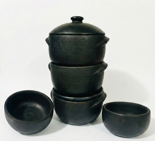 Kit 3 Panelas de Barro (1L, 2L e 5L) + 2 Cumbucas