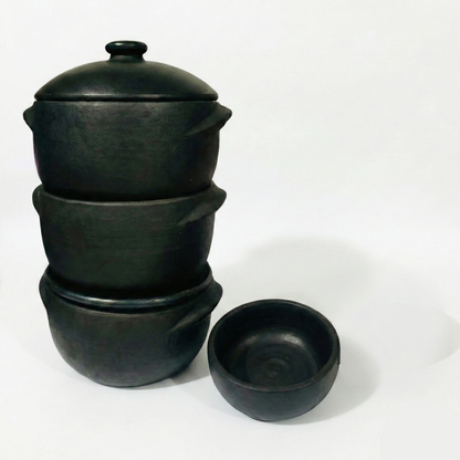 Kit 3 Panelas de Barro 1 Litro + 1 Cumbuca