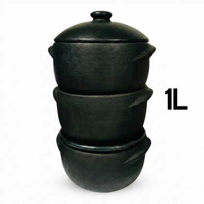 Kit 3 Panelas de Barro 1 Litro + 1 Cumbuca