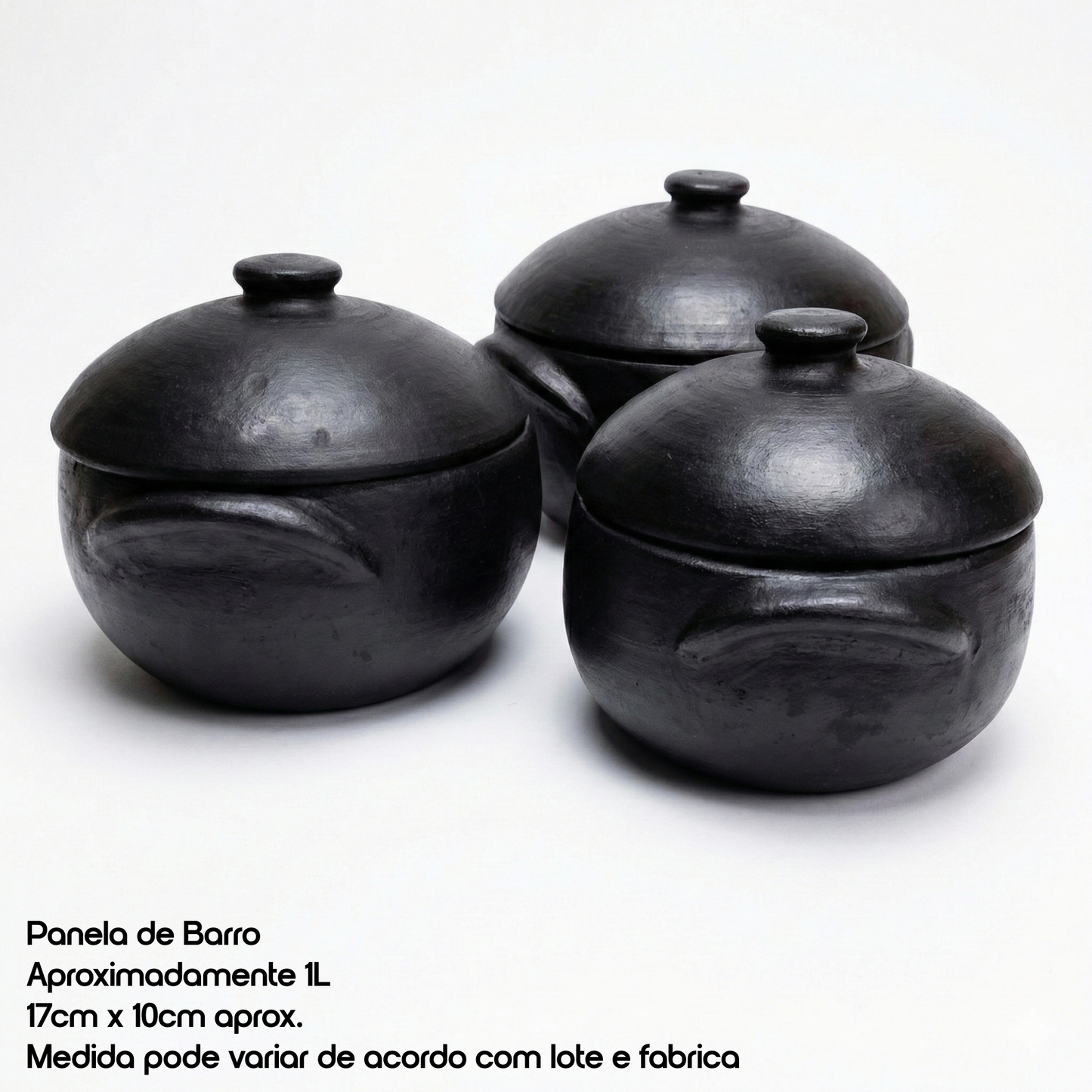 Kit 3 Panelas de Barro (1L, 2L e 5L) + 2 Cumbucas