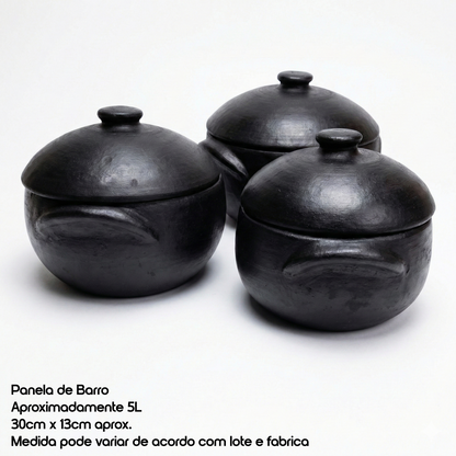 Kit 3 Panelas de Barro (1L, 2L e 5L) + 2 Cumbucas