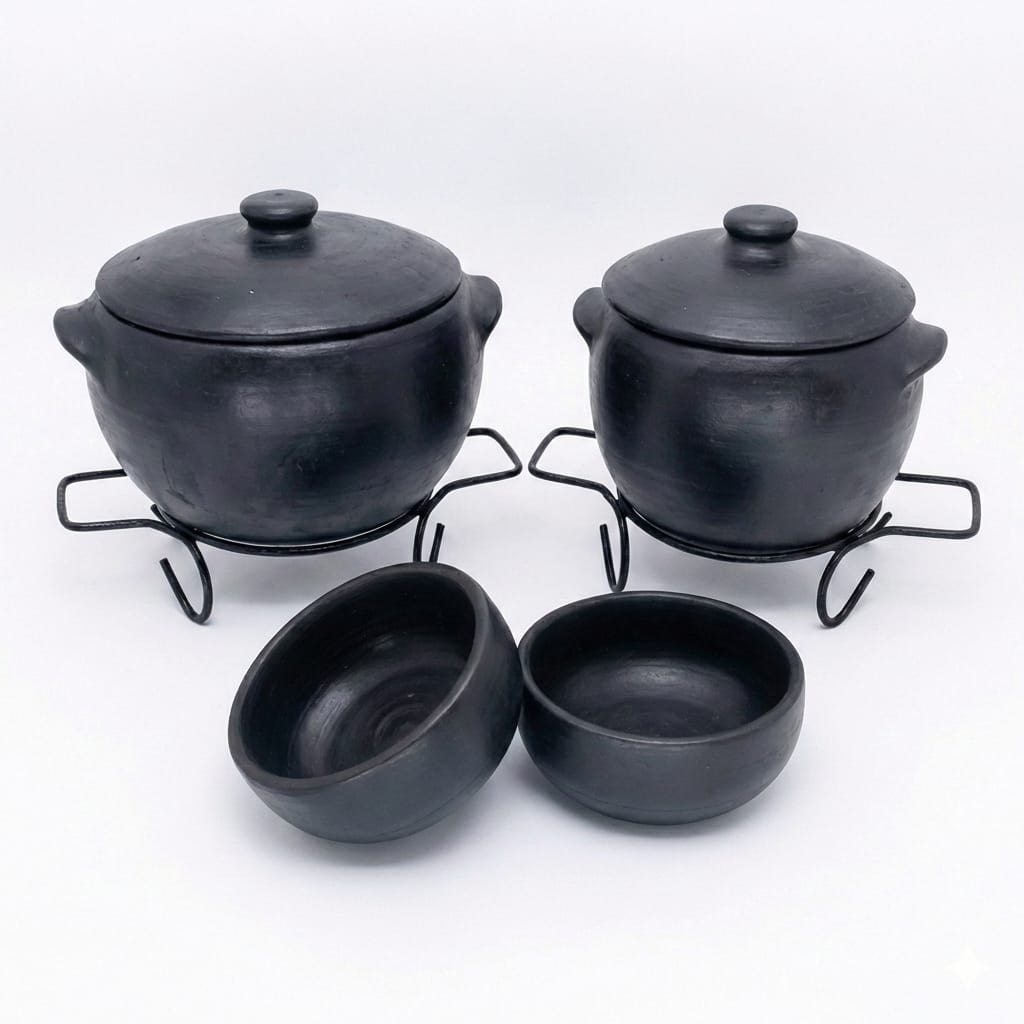 Kit Panela 5 Litros + Caldeirão 5 Litros + 2 Cumbucas + 2 Suportes